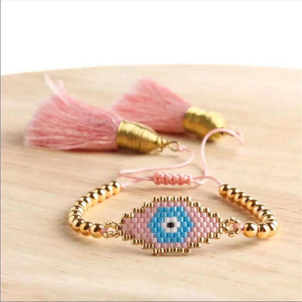 Miyuki beaded evil eye bracelet